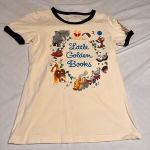 Out of Print Navy Blue and Cream T-Shirt